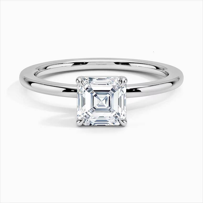 1CT 15CT DEF VS VVS Asscher Cut Lab Diamonds 9K 10K 14K 18K White Yellow Rose Gold Lab Diamant Engagement Rings