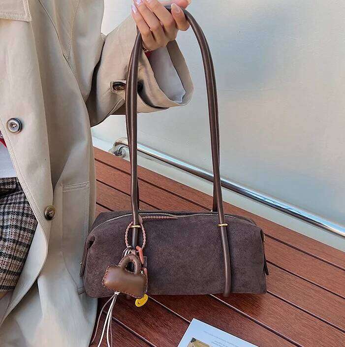 Solid Zipper Personality 2025 Autumn & Winter New Armpit for Women Stylish Design Exquisite Faux Suede Square Shoulder Bags XJ260131