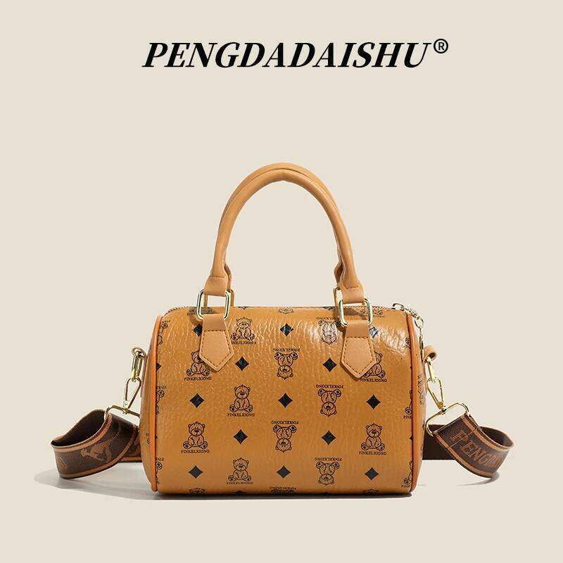 New Retro Printed Boston Handbag, Trendy Bags, Versatile Shoulder Bag, Pillow Bag