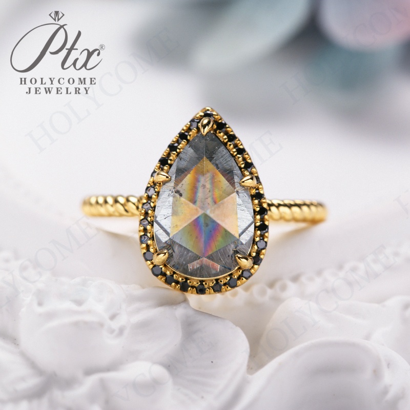 925 Sterling Silver Vintage Classic Gorgeous Gray Moissanite Ring for Women Engagement Wedding Luxury High Quality Fine Jewelry