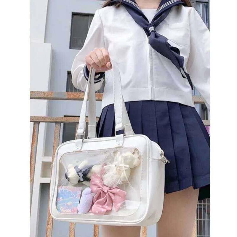 Women Sweet Lolita Bags Cute Transparent Pocket Japanese Style Shoulder Purse Handbags Harajuku Luxury Pu Ita Bag Crossbody