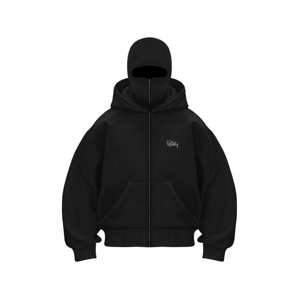 Cross-Border Trendy Brand Fleece-Lined Double Hood Unique Design Hooded Autumn Winter New Unisex Loose Y2K Sweatshirt
