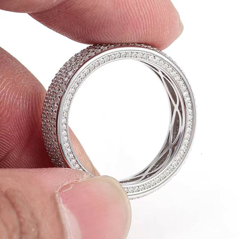 Fashion Silver Rings 925 Men 1mm DEF Color VVS Round Moissanite Ring Custom Jewelry for Engagement Party Finger Rings