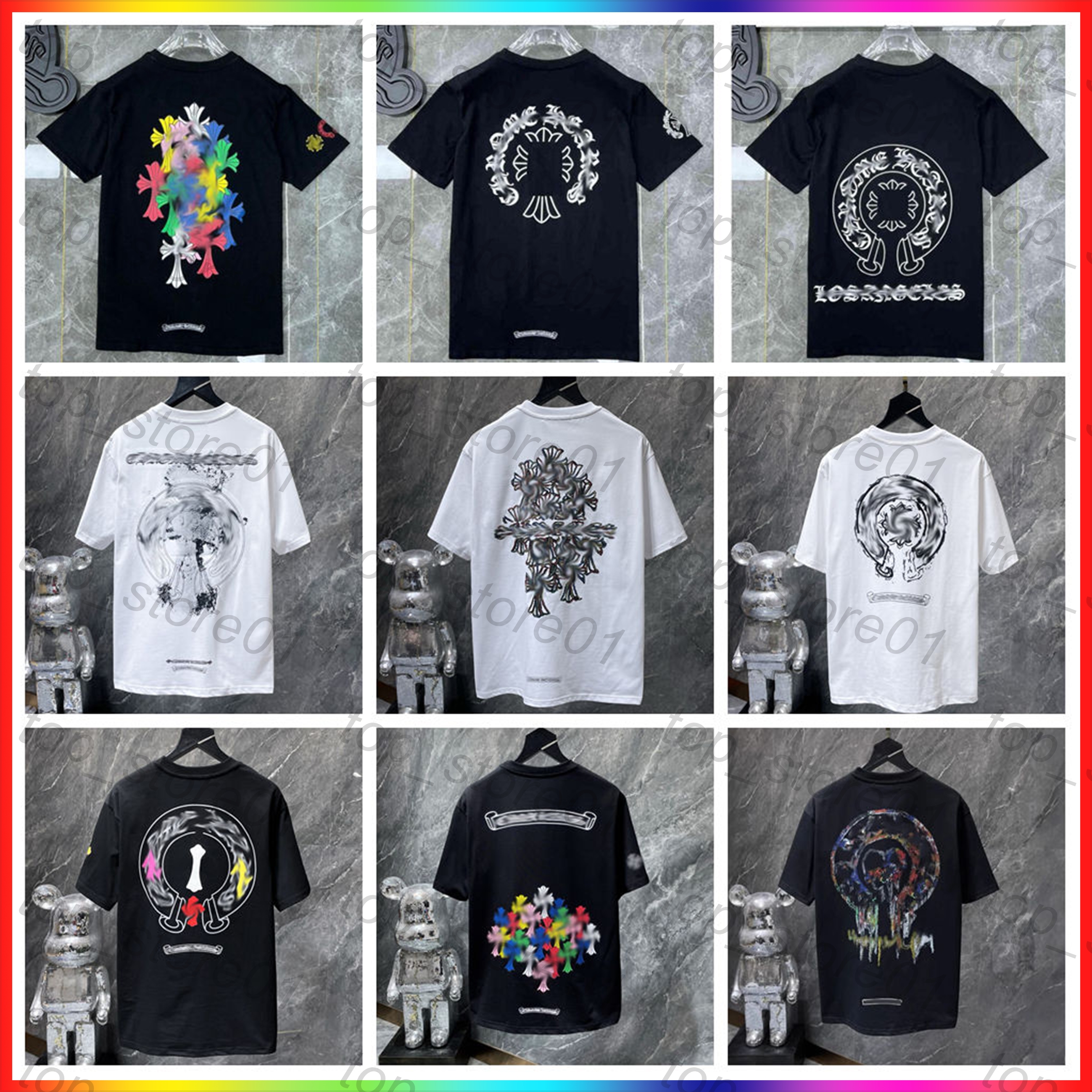 5A mens designer clothes designer t shirt summer graphic tee men fashion round neck embroidered sanskrit cross Letter tops polo tees Women Loose Casual t shirt