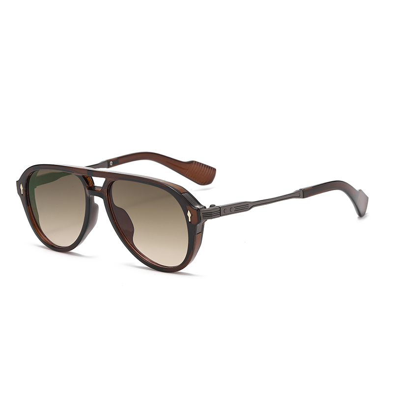 New Arrival Retro Style Double Bridge Square Frame Pilot Sunglasses for Men European American Style In Stock