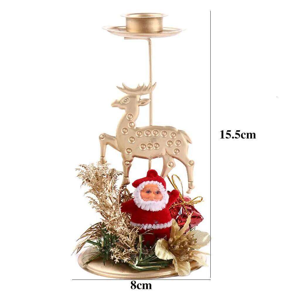 Desktop Table Decoration Metal Santa Claus Snowflake Star Candlestick Stand Holder Candle Pillar Christmas Ornament Y260131