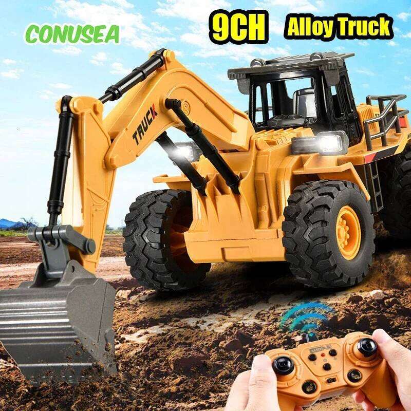 9Ch Rc Dump Tractor Remote truck Excavator 2.4G Radio control car Alloy Engineering Vehicle Children's Toys for Boys kid Y260131