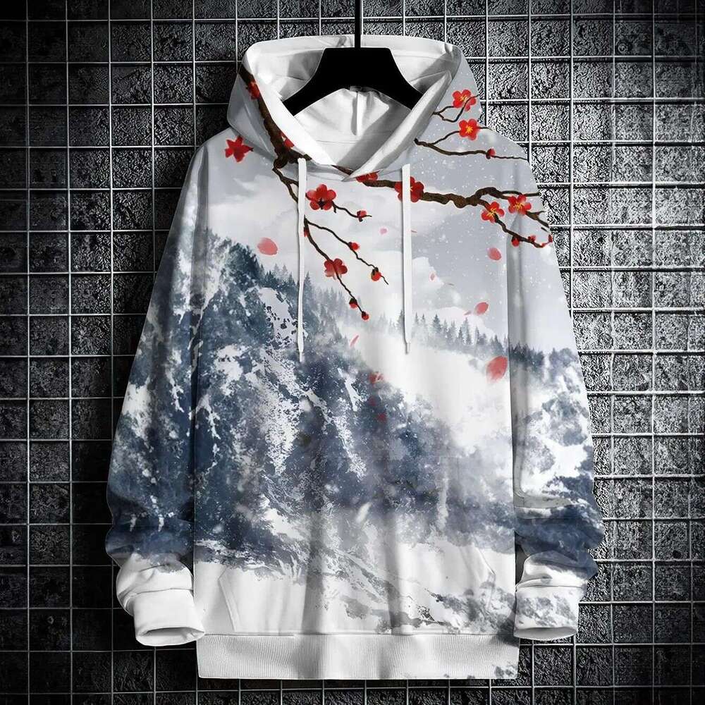 New Autumn Hoodie 3D Landscape Ink Print Street Style Long Sleeve National Trend Handsome Hot-Selling Men's Clothing Luanyun Luanyun
