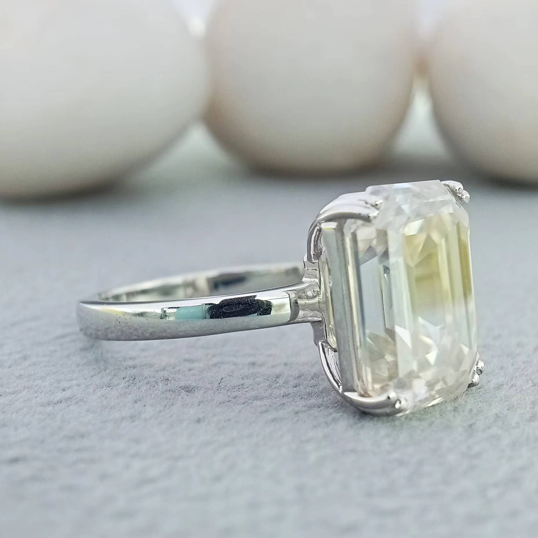 DVINS JEWELS Classic Single Halo Ring 2ct Pave Diamond S925 GIA Certified Engagement Wedding Eternity Lab Grown Emerald Cut