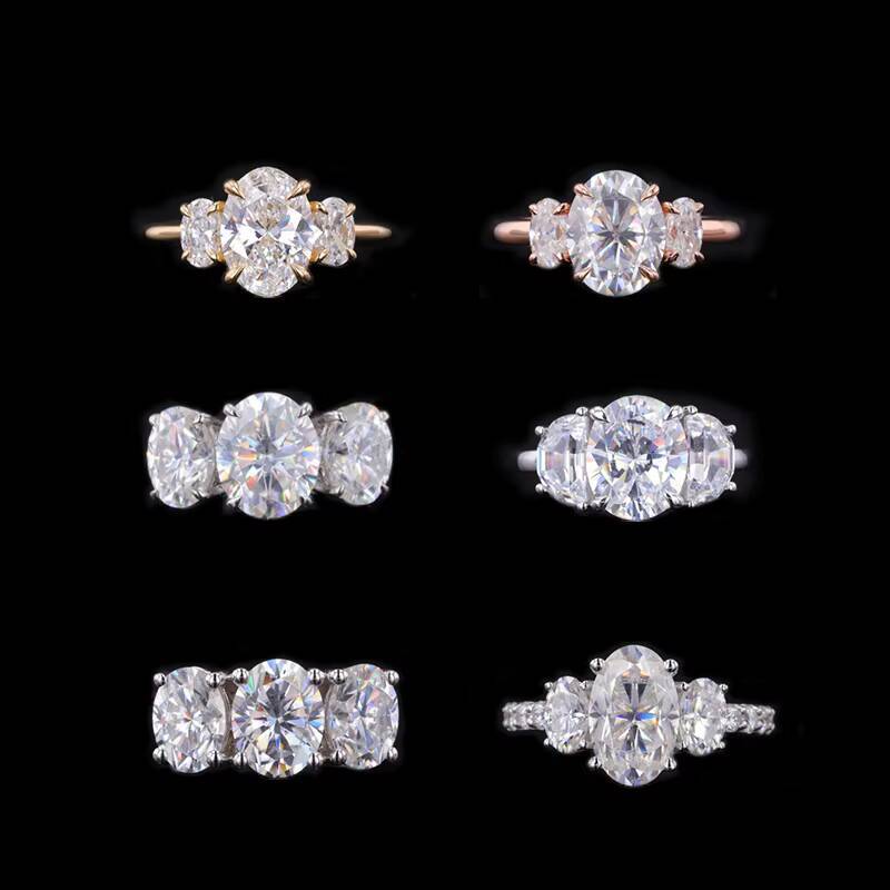 CVD HPHT Diamond Ring 14k Gold Stone Jewellery 1ct Oval DVVS Solitaire Ring Costume Jewelry Lab Diamond Ring