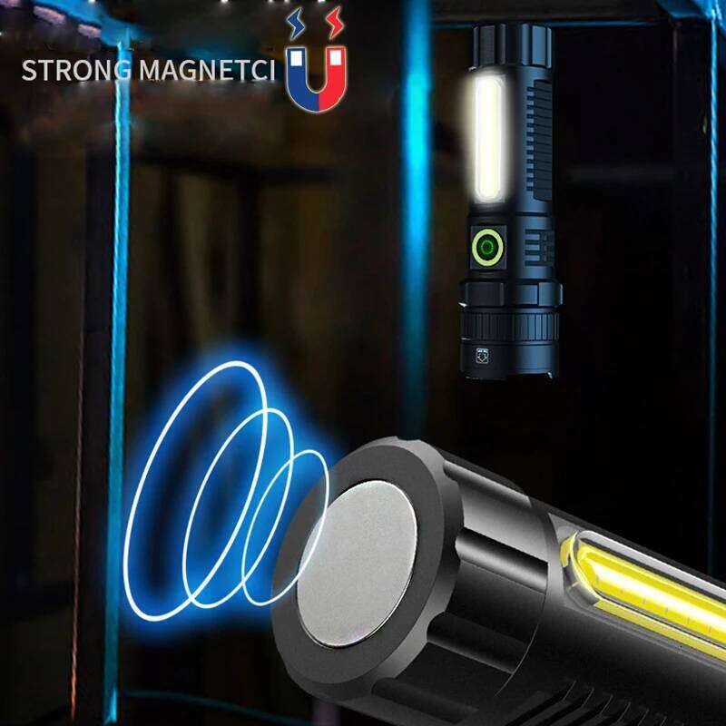 POCKETMAN XHP70 LED Flashlight USB Rechargeable Flashlights Zoomable Waterproof Torch with COB Side Light H260131