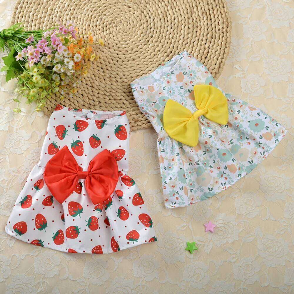 Floral Bowknot Princess Dress Spring Cute Sweet Fresh Style Dog Skirt Comfortable Pets Vest Dresses H260130