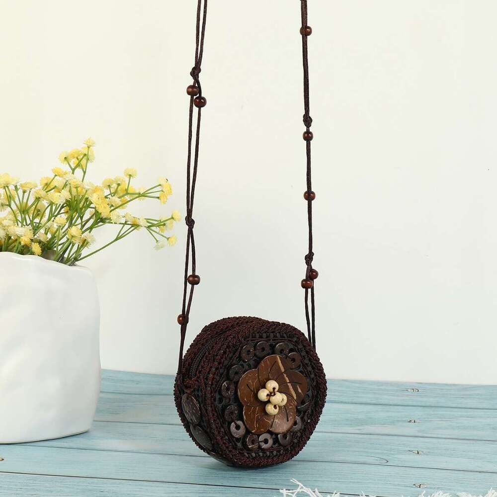 Characteristic Ethnic Style Coconut Shell Handwoven Crossbody Women's Bag