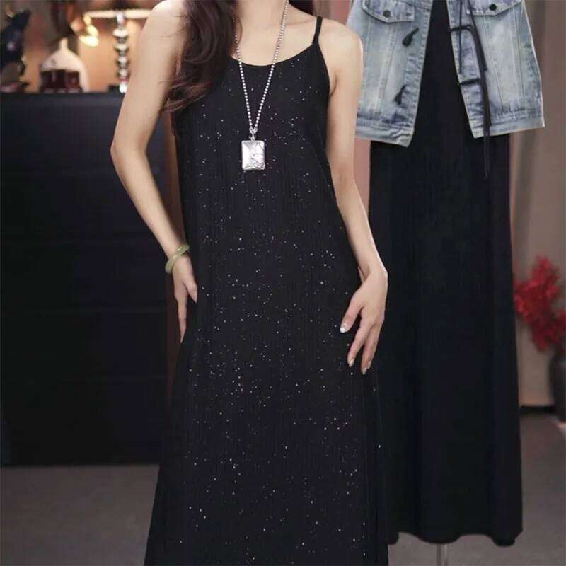 Women's Summer Spaghetti Strap Dress Solid Color Casual Loose Maxi Beach Sundress Female Sexy Sleeveless Backless Long Dresses XJ260131