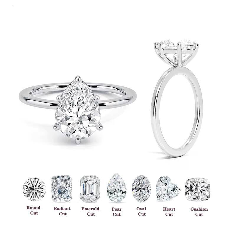 Starsgem 14K 18K Gold Ring IGI Certificate Diamond Ring 2-21ct Pear Cut HPHT CVD Pear Cut White Yellow Rose Gold Diamond Ring