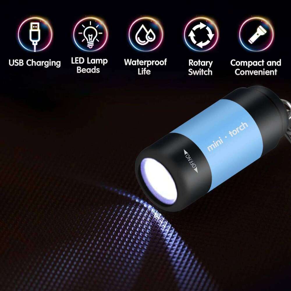 USB Rechargeable LED Pocket Keychain Flashlight Multifunctional Strong Light Waterproof for Outdoor Hiking Camping Mini H260131