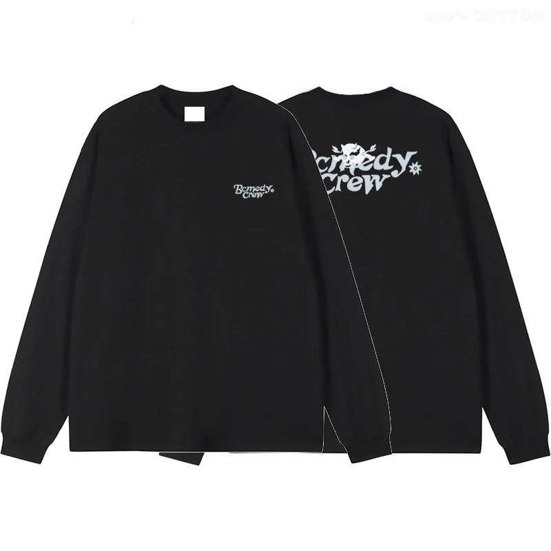 American Street White T-shirt Mens Autumn 100 Cotton Oversize Long sleeved Sports Gym T-shirt Y2k Tops Men clothing 260118