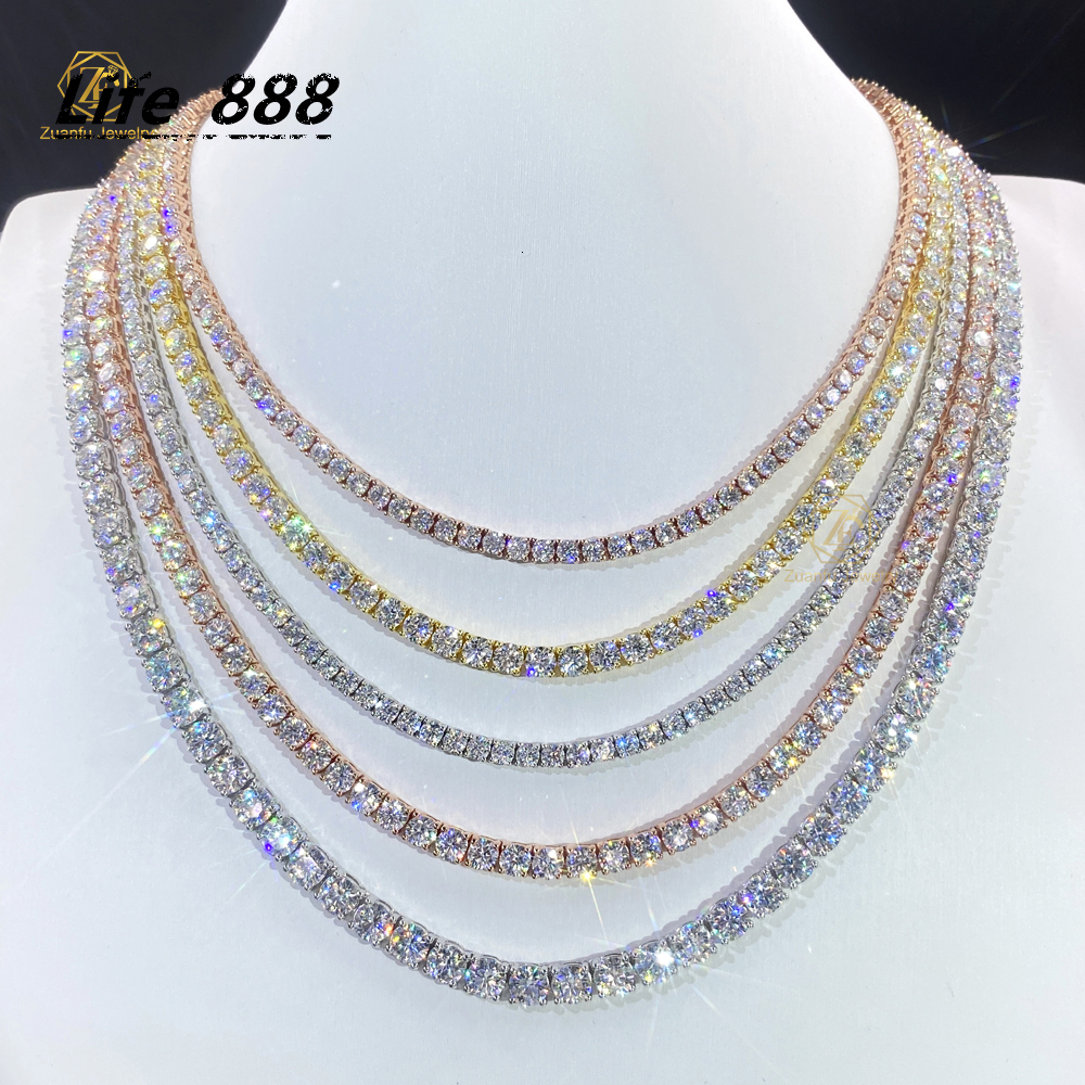 Drop Shipping GRA Certified Sterling Silver Moissanite Necklaces 2mm 3mm 4mm 5mm 65mm Tennis Chain Bracelet VVS Tennis Bracelet