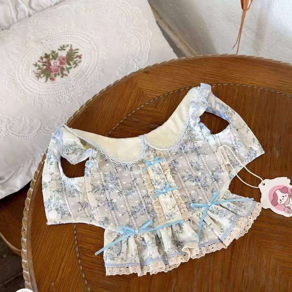 Autumn/Winter Floral Bow Skirt Teddy Cat Pet Tank Top Dog Dresses for Small Dogs Puppy Christmas Clothes H260129