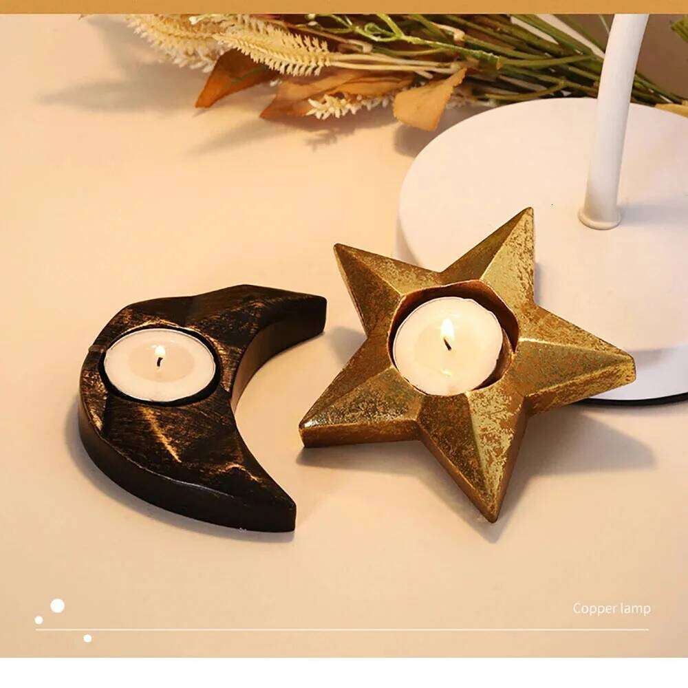 Five pointed Aromatherapy Candlestick Imitation Old Moon Star Candle Tray Home Atmosphere Decoration Props Crafts Ornaments Y260131
