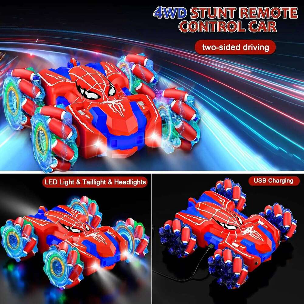 Wireless Remote Control Stunt Vehicle, 4WD Electric Car, Spider Inspired, Outdoor Racing Fun for Kids Y260131