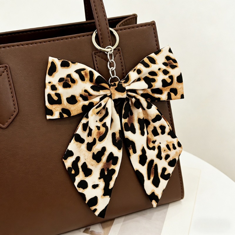 Keychain Print birthday gift Bow Fashion Leopard Fabric Scarf Bag Charm Creative Pendant Exquisite Accessory Ideal Gift for Women