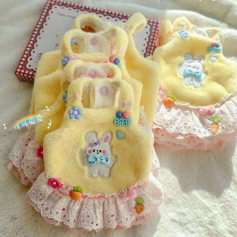 Puppy Cartoon Fleece Princess Dress Pet Clothes Sweet Thermal Elegant Chihuahua Warm Winter Dog Clothing H260129