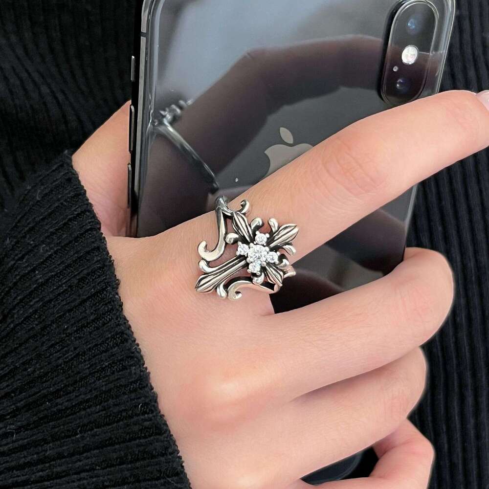 Dark Zirconia Ring Adjustable Jewelry Minimalist Hip-Hop Street Style