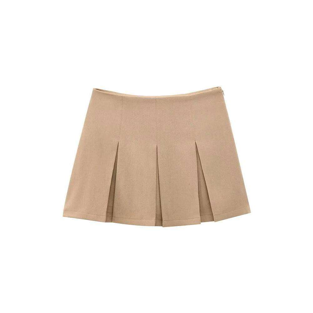 TFMLN Women Elegant Wide Pleated Skirts Spring Summer Fashion Waist Girls Mini Skirt High Street Wear XJ260131