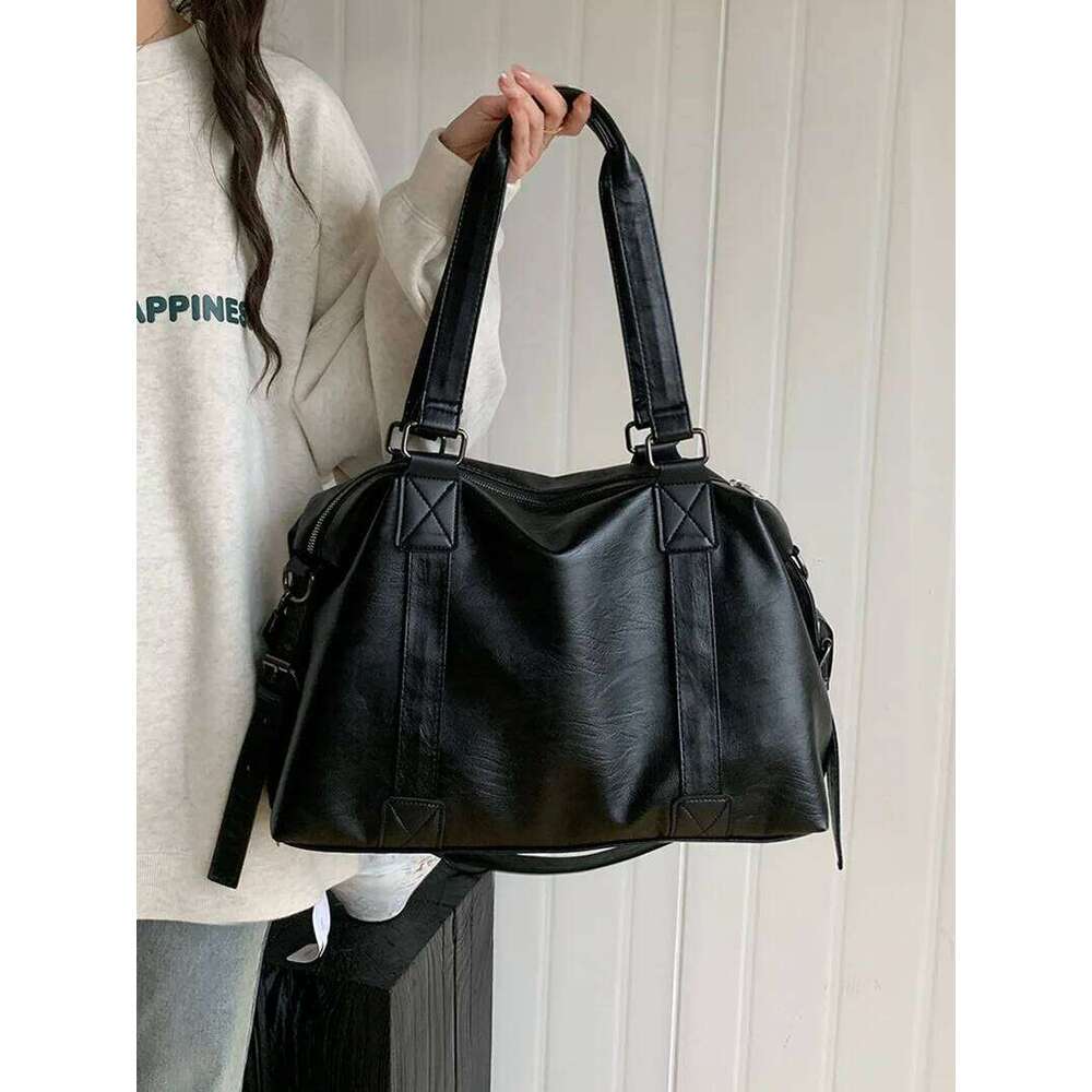 Fashion Tote Leather Women Large Capacity Simplicity Handbag Solid Vintage Shoulder Messenger Bag for Lady Shopper Bags