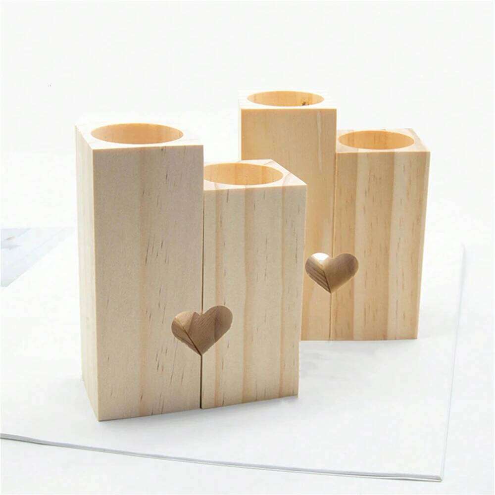 1pc Tealight Holder, Wood Holders Table,Heart Candle Stands for Home Decor Romantic Decoration Y260131