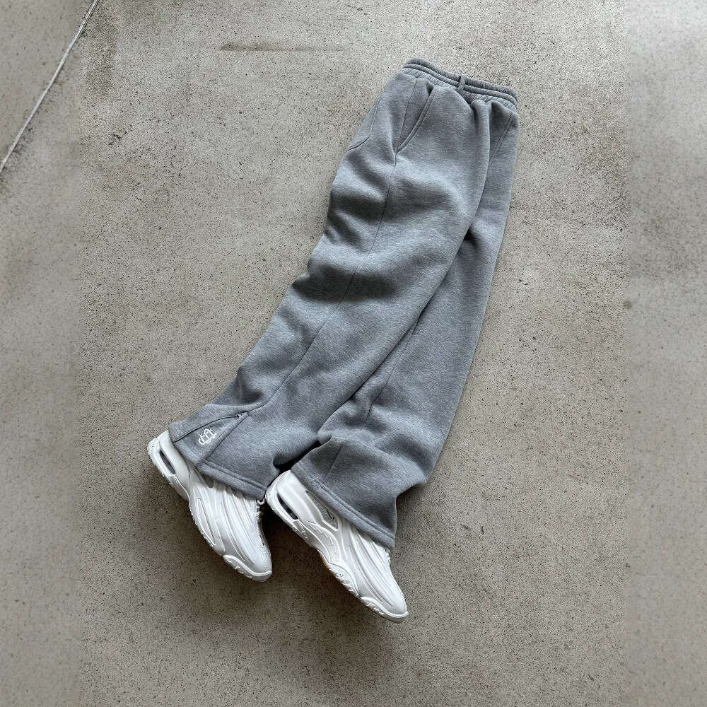 Cross-Border European and American Retro Y2K Street Style Hip-Hop Elastic Waist Zipper Loose Solid Color Sports Casual Pants