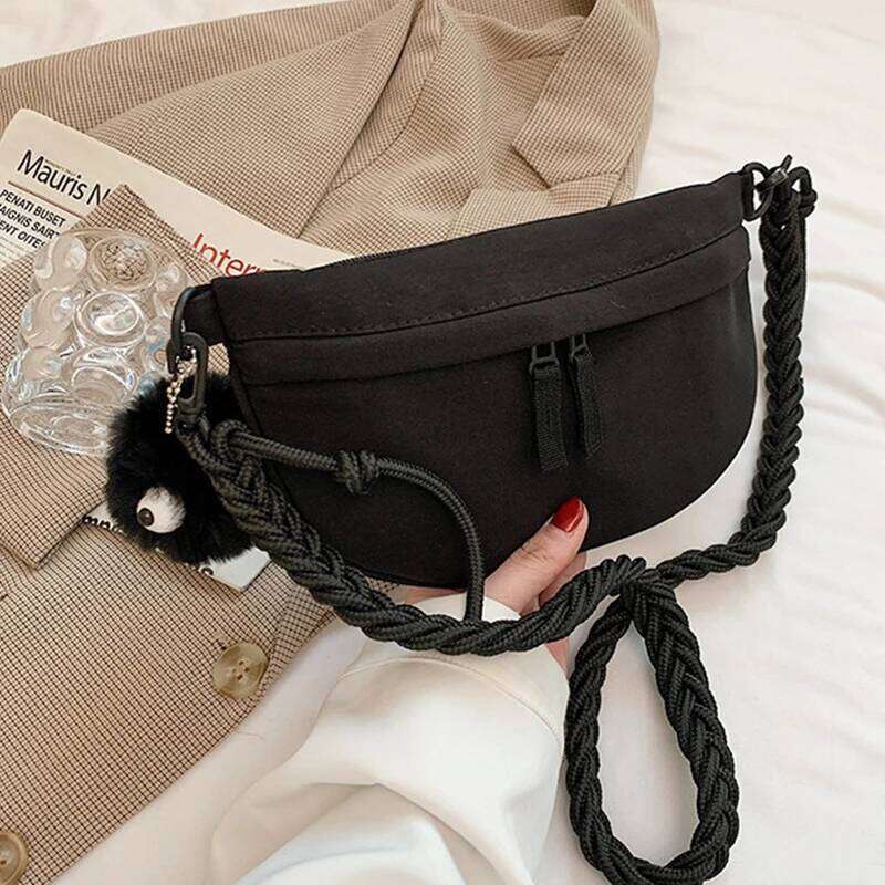 Chest Banana for Women Sling Crossbody Pack Canvas Running Waist Casual Fanny Packs Sport Half Moon Belt Bag