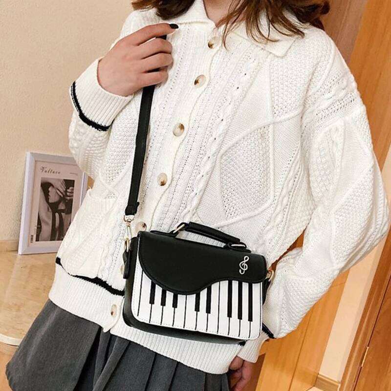 Piano Shape Flap Shoulder Creative PU Leather Portable Handbag Detachable Strap Crossbody Novelty Bag