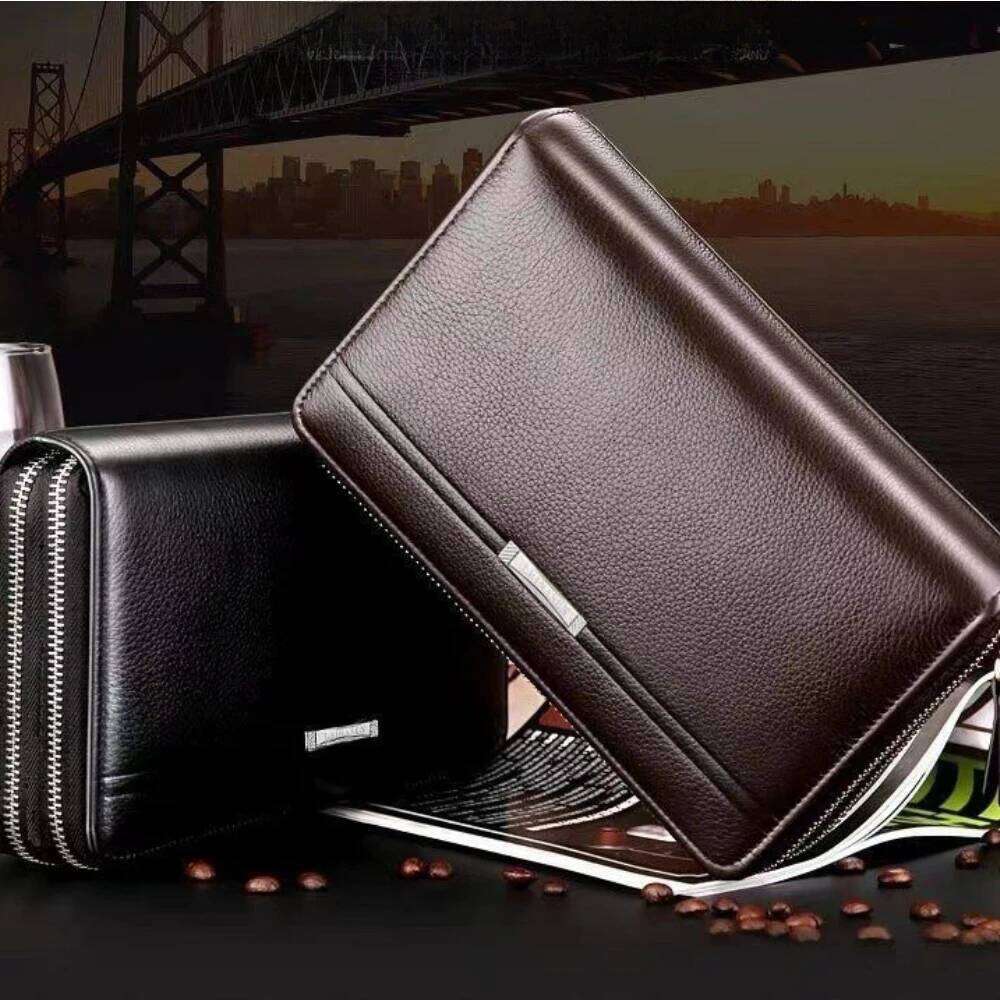 Wallet Long Money Foreskin Leather Large Business Handbag Mobile Phone Card Holder Men's Gift Father Son Husband B