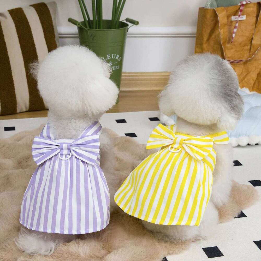 Spring Summer Cat Puppy Striped Princess Dress for Small Dog Skirt Pet Apparel H260129