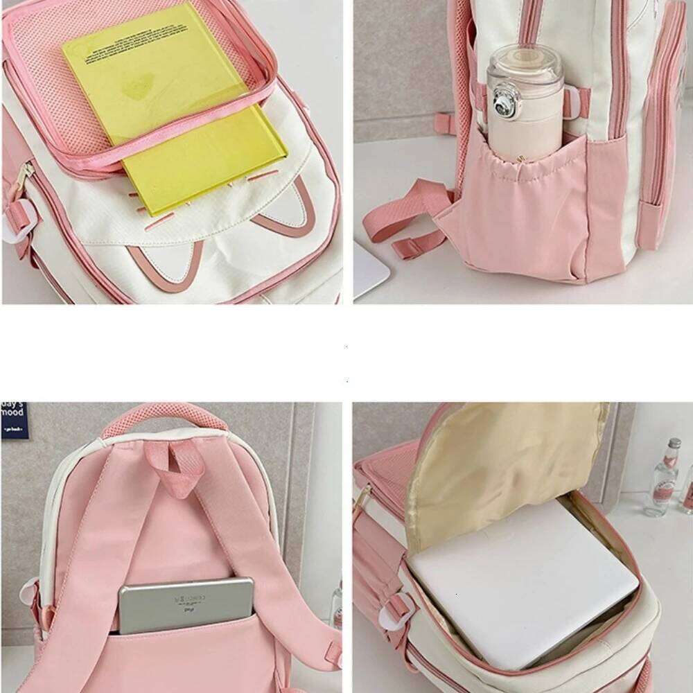 Y2K Cute Cat Ita Backpacks Large Capacity Knapsack Casual Girl Transparent DIY Display Rucksack Cartoon Trendy Travel Schoolbags