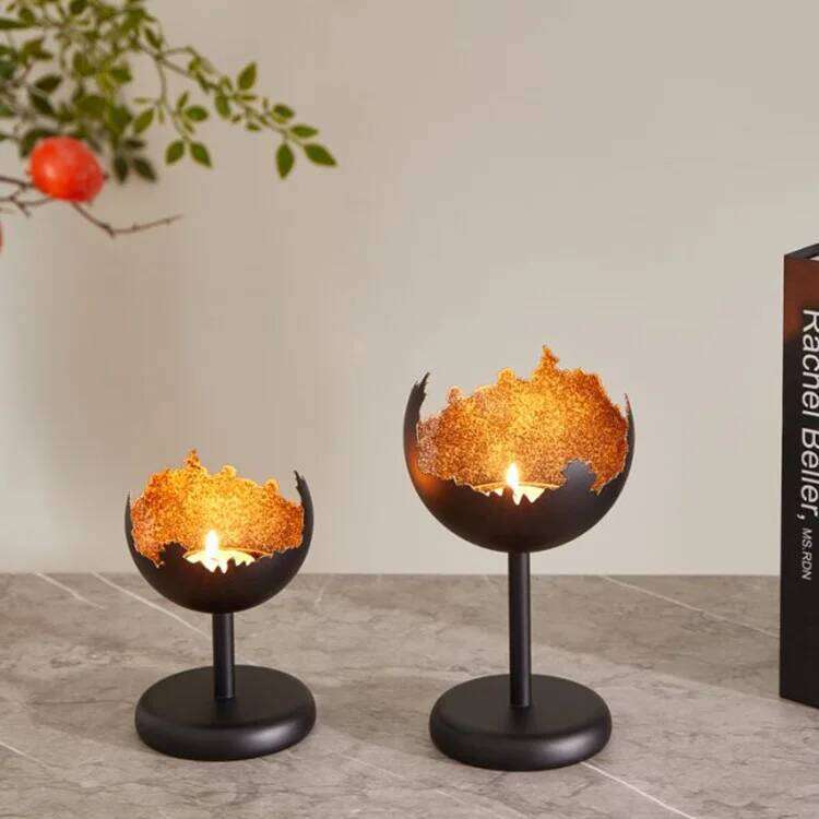 Transparent metal fragrance diffuser holder - painted finish candle stand for dining table to enhance atmosphere Y260131