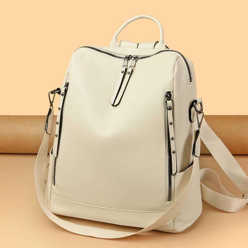 Fashion Trend Women's Backpack High Quality Soft Leather Women School Bag Famous Luxury Designer Female Shoulder Bags Sac A Dos