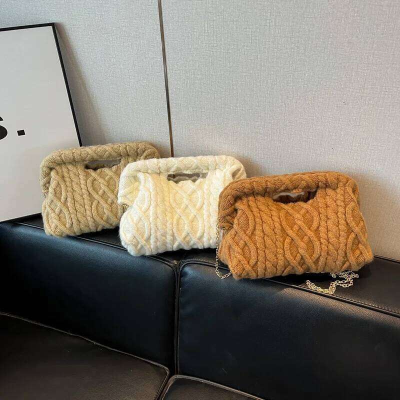 SD5215 Autumn and Winter Super Popular Niche Knitted for Women 2025 New Versatile Chain Crossbody Clutch Evening Bag XJ260131