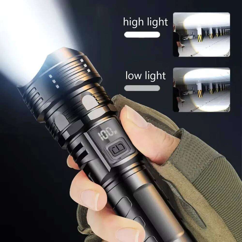 LED Flashlight Super Bright Rechargeable Portable Ultra Power Torch Lamp Retractable Digital Zoom Hand Light For Camping H260131
