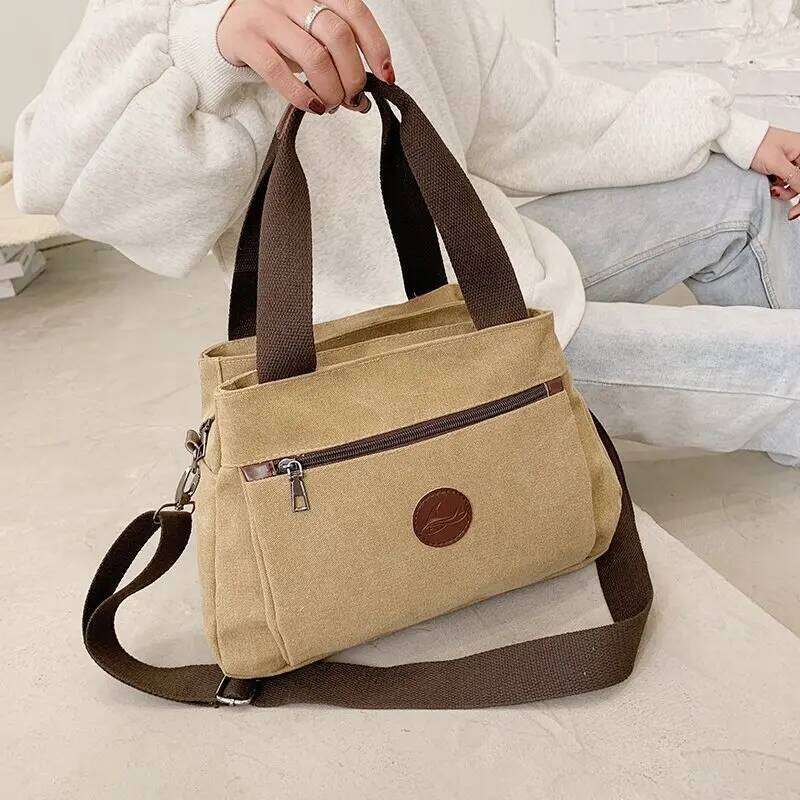 Women's Multi-Pocket Canvas Retro Shoulder Bag