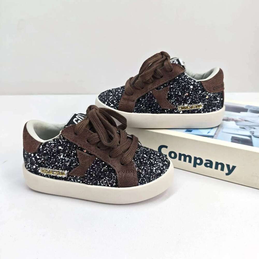 New Fashion Autumn Spring Children Star Board Boy Soft Soled Front Lace-up Color-blocking Sequin Sneakers Girl Casual Shoe Y260128