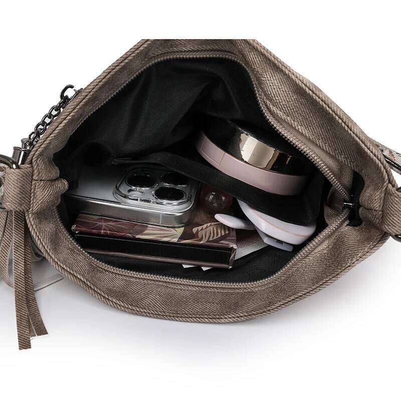 New bag - multi-zipper pocket, vertical style women's crossbody high-end texture, diagonal strap bag, jacquar