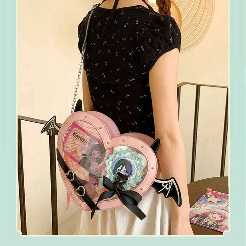 Ulzzang Ita for Love Heart Design Y2K Demon Itabag Women New Transparent Crossbody Bags Girls JK Uniform Shoulder Bag XJ260131