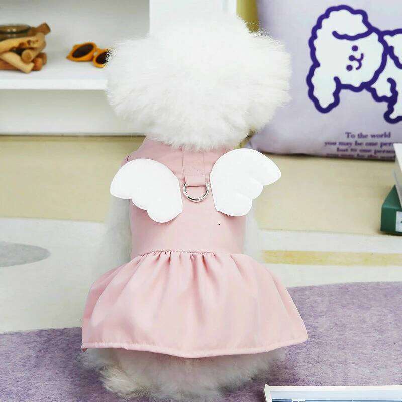 Angel Wing Dress for Small Dogs Shih Tzu, Puppy Sleeveless Summer Dog Clothes Princess Skirts Doggie Sundress with D-Rings H260130