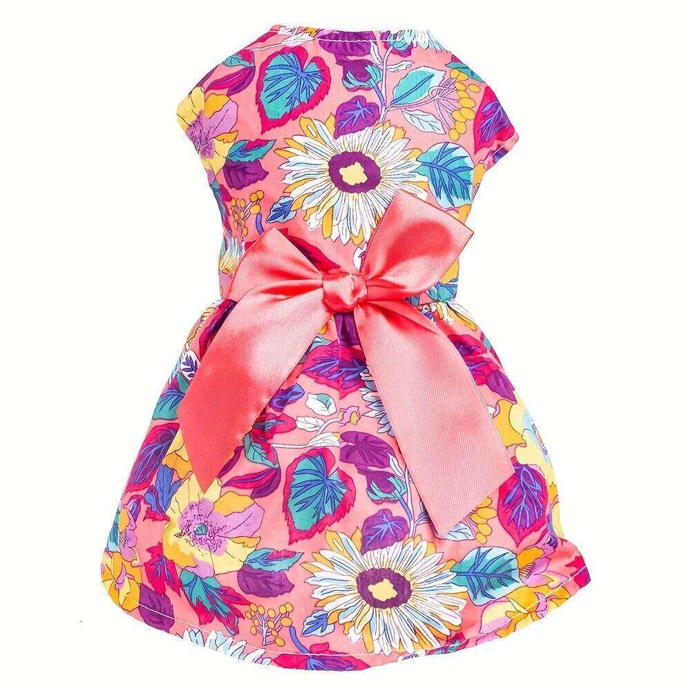 Summer Thin Clothes Flower Print Princess Dress Fashion Pet Dresses For Small Medium Large Dog H260130