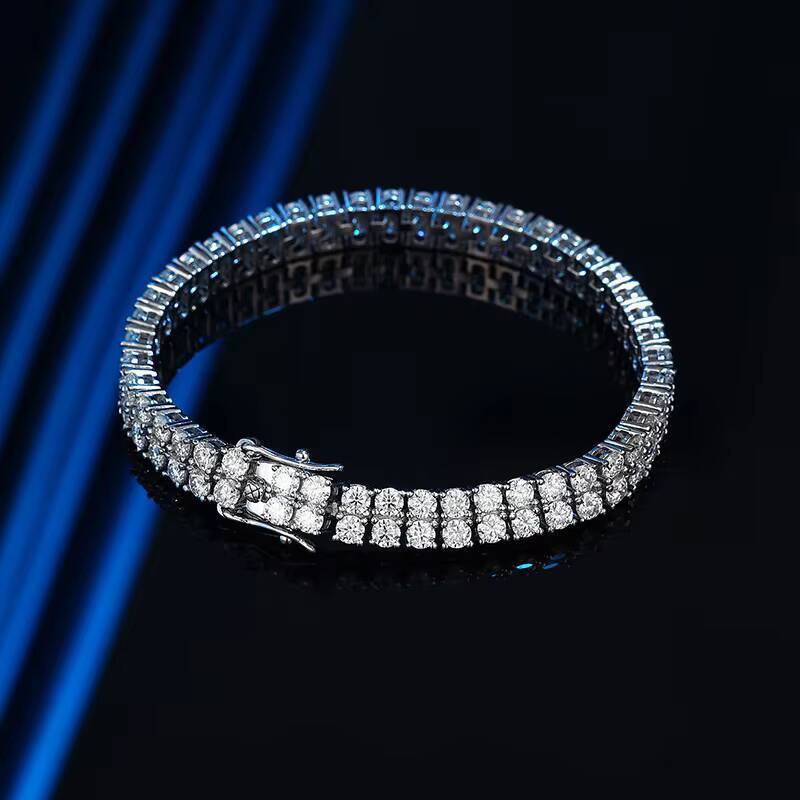 New S925 Silver 10 Point Diamond Moissanite Double Row Diamond Bracelet Luxurious Full Diamond Niche Design Wedding Jewelry