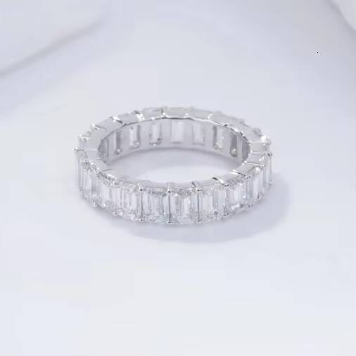 Starsgem 14k Gold Wedding Band Ring Charming Luxury DEF Color Emerald Cut Lab Diamond Ring