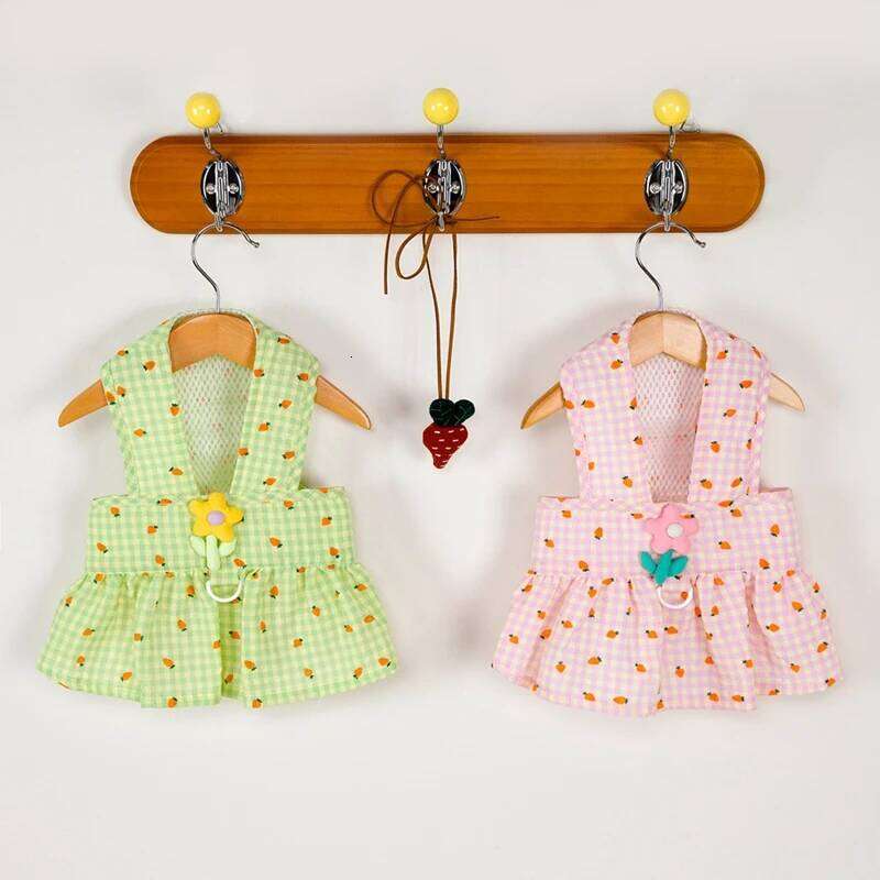 Trendy Spring Summer Pet Dog Costume - Floral Ragdoll Traction Skirt with Breathable Mesh Cute Puppy Dress H260129